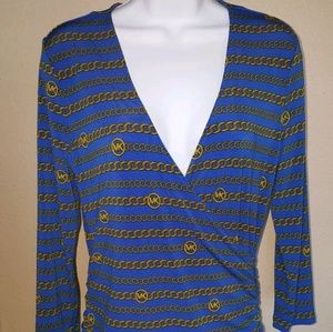 Michael Kors Blue Wrap Front Side Charm Zi…